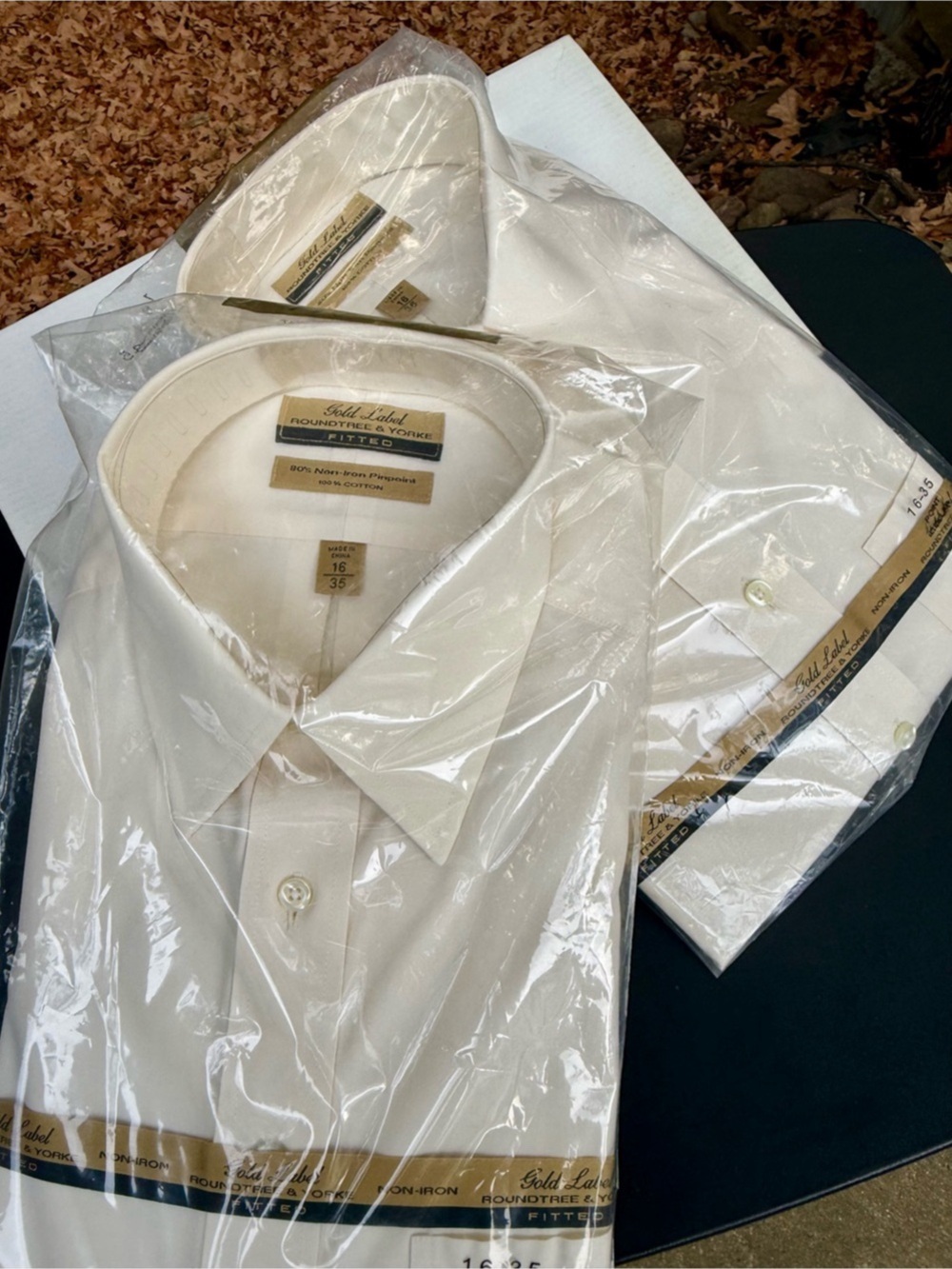 Gold Label Roundtree & Yorke A Fit 𝐎𝐟𝐟 𝐖𝐡𝐢𝐭𝐞 Cotton Dress Shirt Size 16-35 NWT